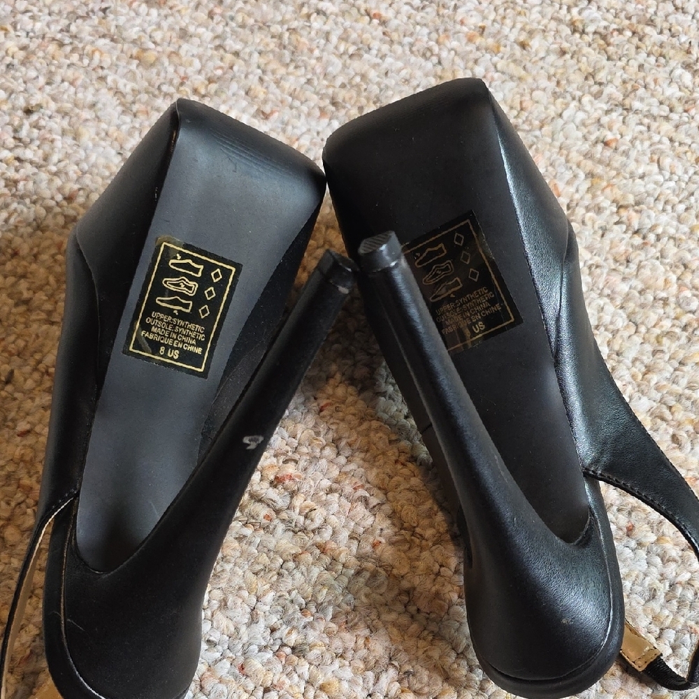 Shoe Dazzle Misti Black Slingback Peep Toe Heels - Picture 6 of 7